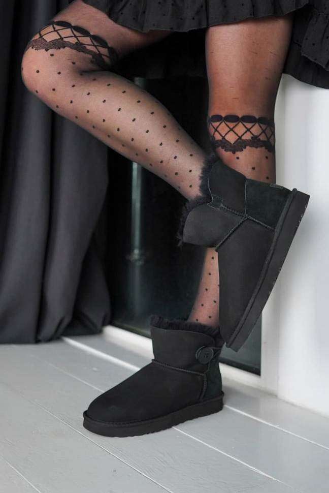 Жіночі UGG Чорні Замшеві з Гудзиком Mini Bailey Button Black Suede — фото 7