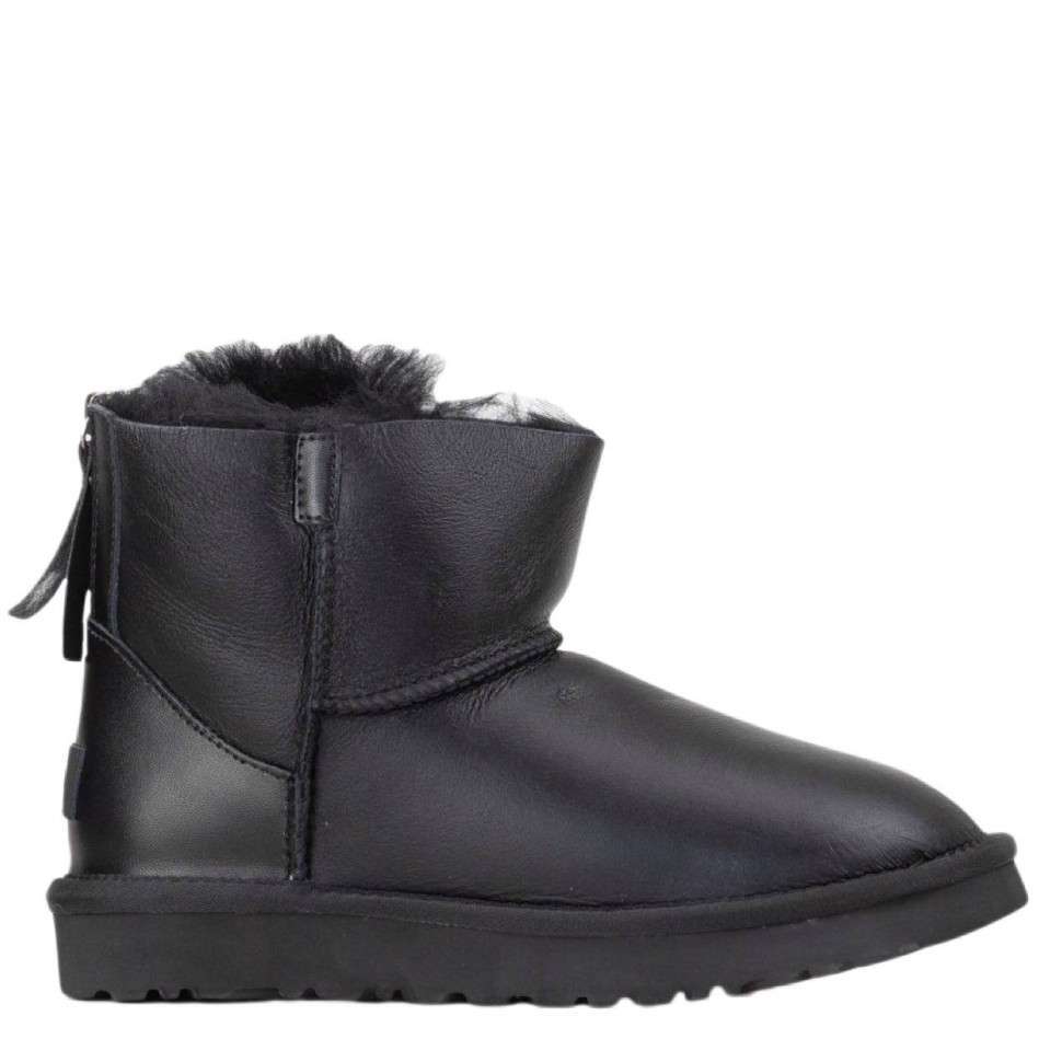 Жіночі UGG Міні Шкіряні з Змійкою Mini Australia Zip Black Leather