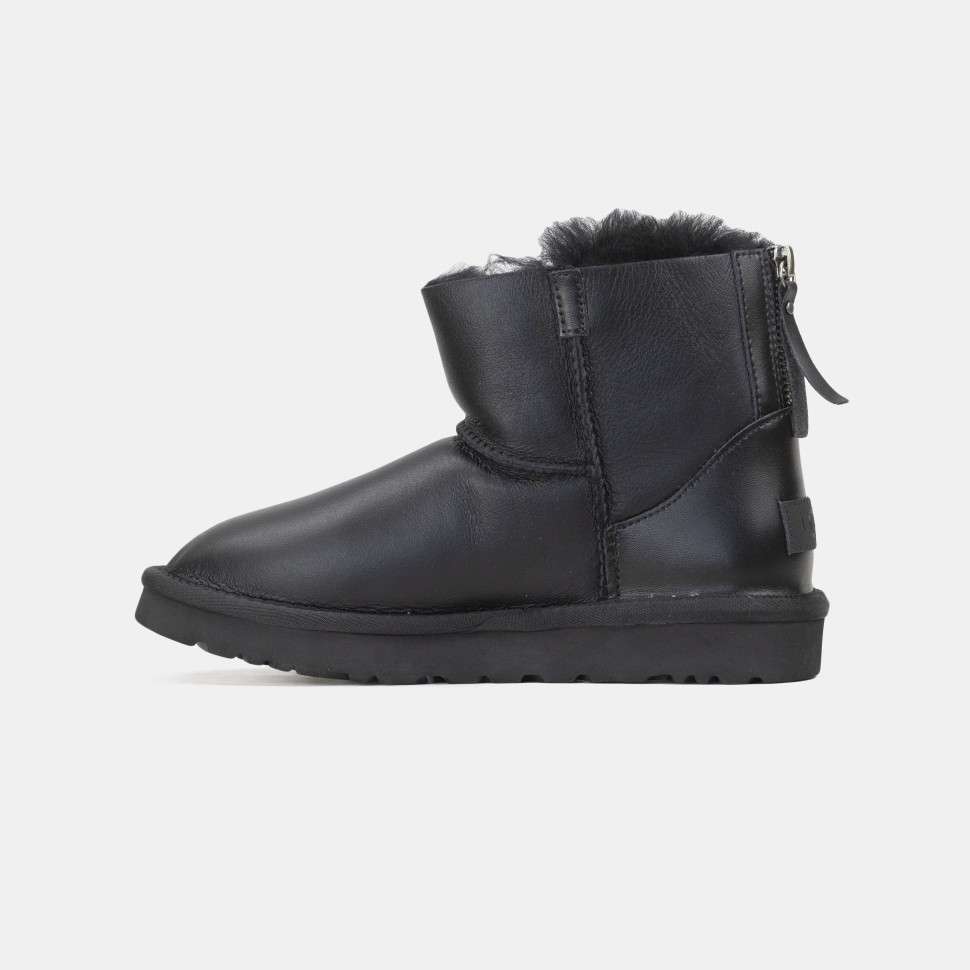 Жіночі UGG Міні Шкіряні з Змійкою Mini Australia Zip Black Leather — фото 2