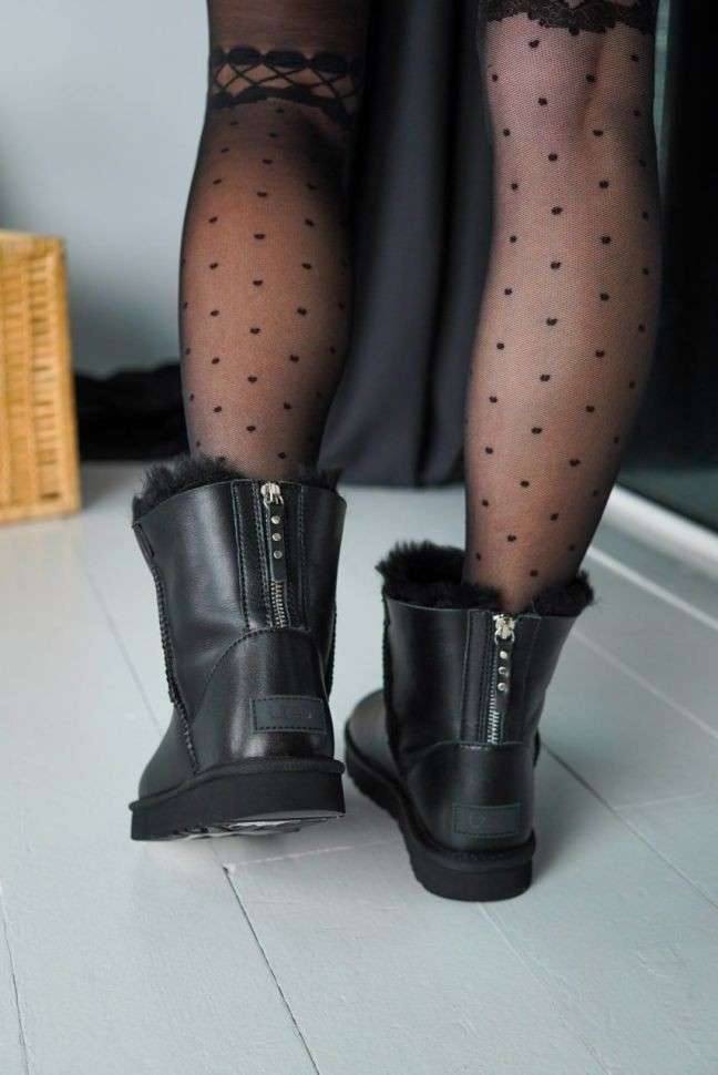 Жіночі UGG Міні Шкіряні з Змійкою Mini Australia Zip Black Leather — фото 15