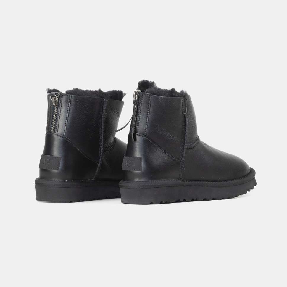 Жіночі UGG Міні Шкіряні з Змійкою Mini Australia Zip Black Leather — фото 4