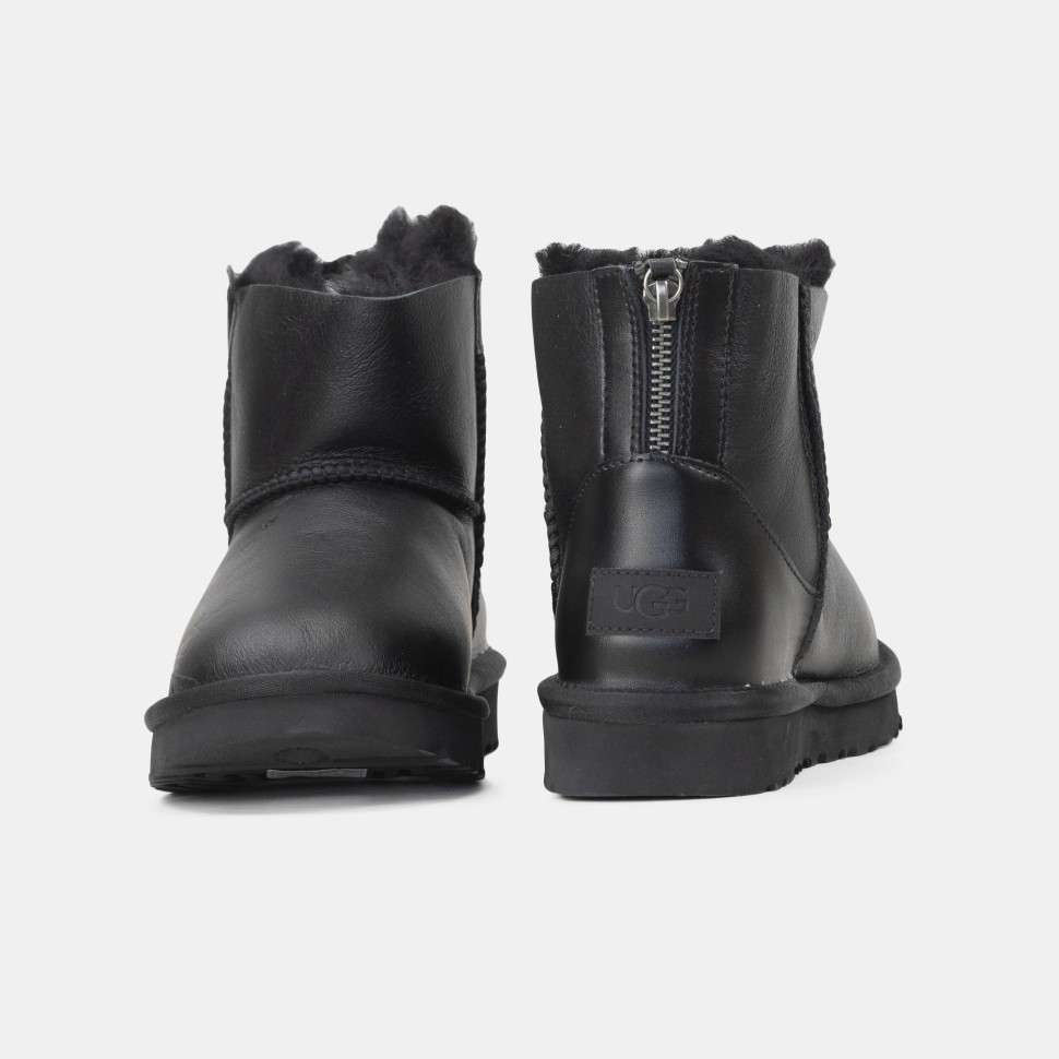 Жіночі UGG Міні Шкіряні з Змійкою Mini Australia Zip Black Leather — фото 6