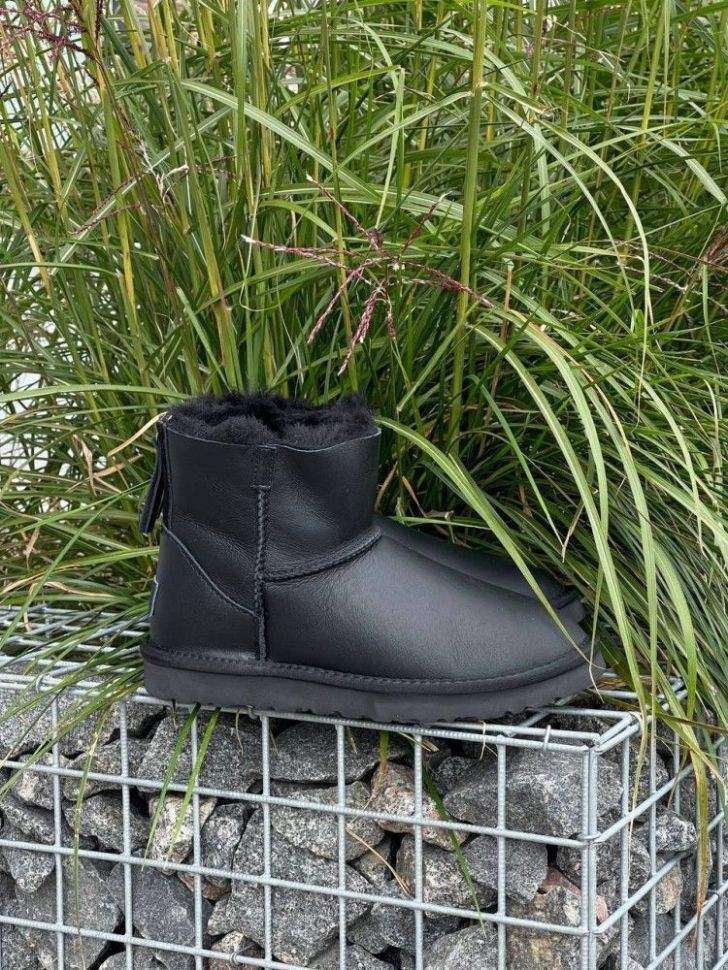 Жіночі UGG Міні Шкіряні з Змійкою Mini Australia Zip Black Leather — фото 9