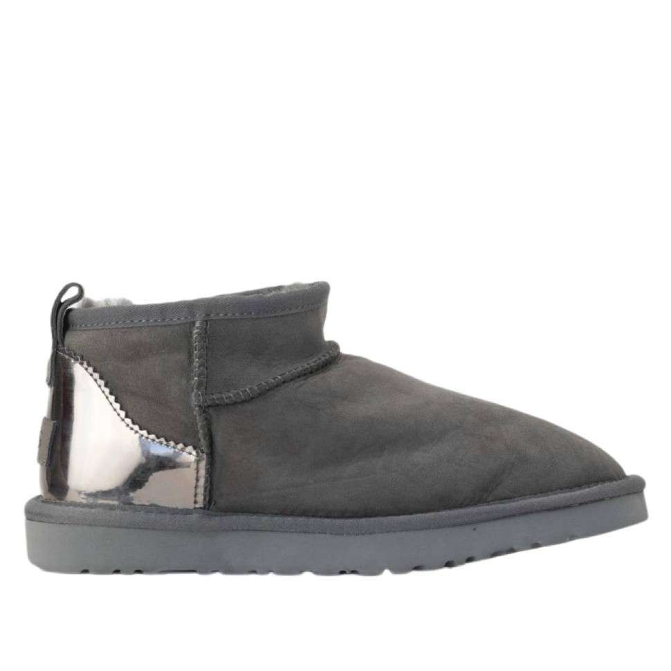 Жіночі UGG Ультра Міні Замш Сірі з Лак п'яткою Ultra Mini Grey Suede