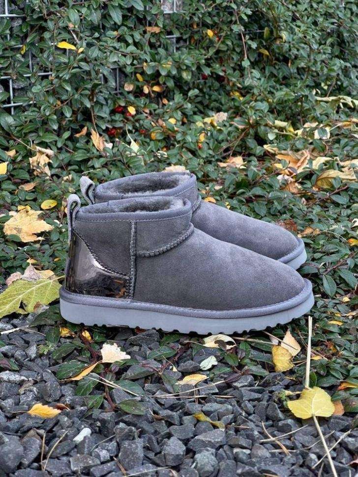Жіночі UGG Ультра Міні Замш Сірі з Лак п'яткою Ultra Mini Grey Suede — фото 15