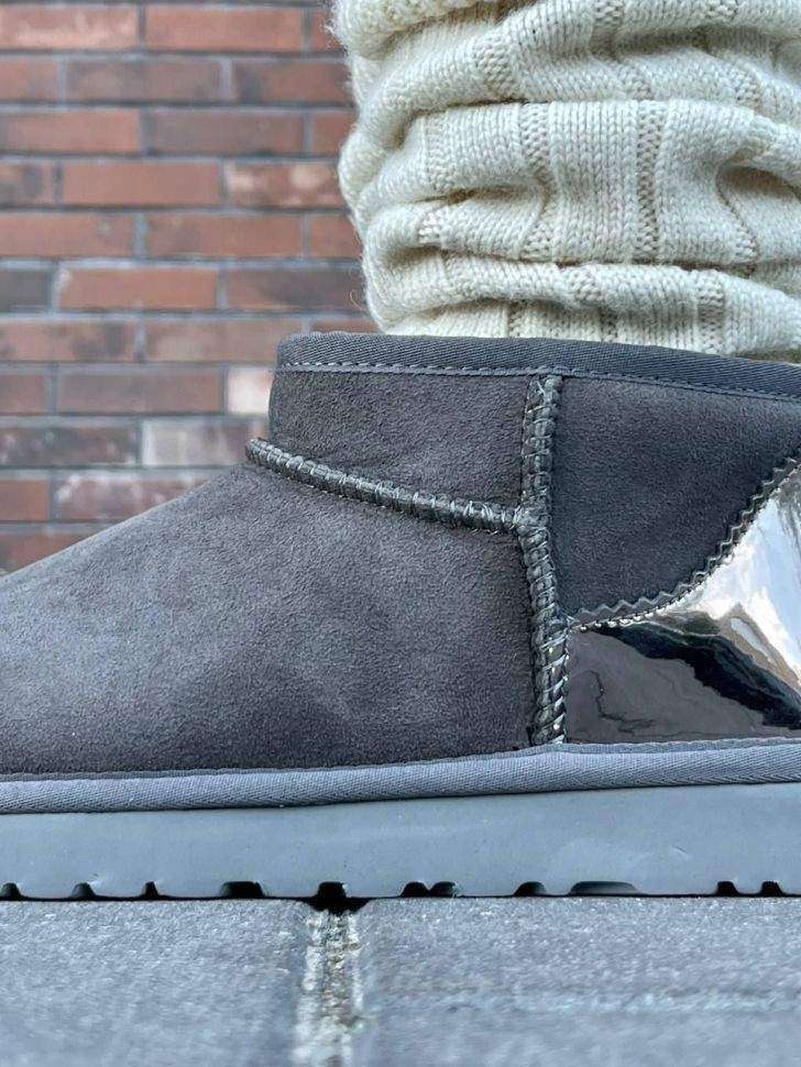Жіночі UGG Ультра Міні Замш Сірі з Лак п'яткою Ultra Mini Grey Suede — фото 7