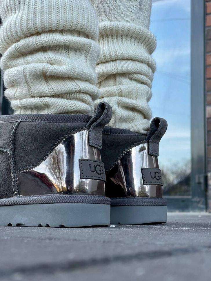 Жіночі UGG Ультра Міні Замш Сірі з Лак п'яткою Ultra Mini Grey Suede — фото 8