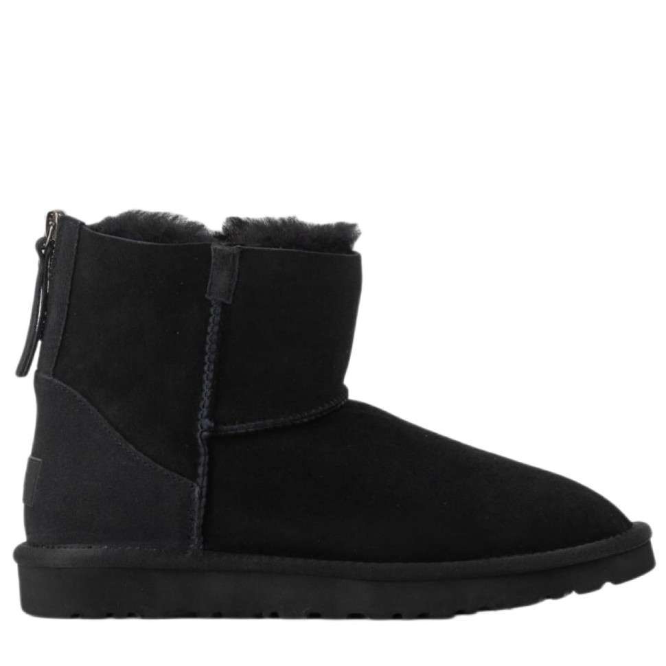 Жіночі UGG Чорні Замша Змійка Mini Zipper Black Suede Leather — фото 1