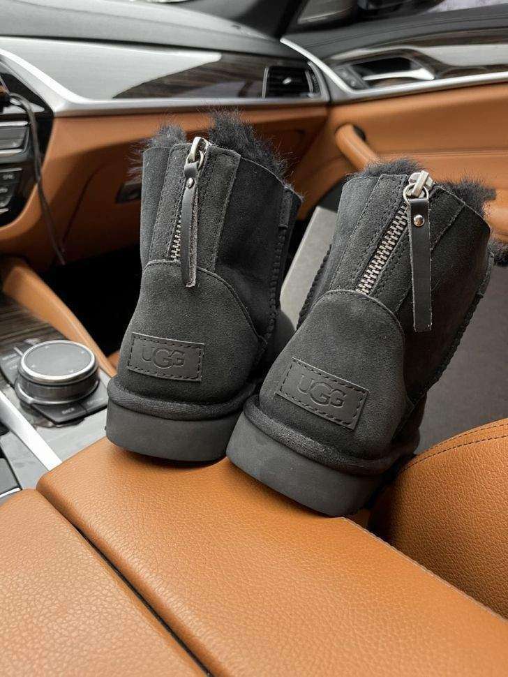 Жіночі UGG Чорні Замша Змійка Mini Zipper Black Suede Leather — фото 12