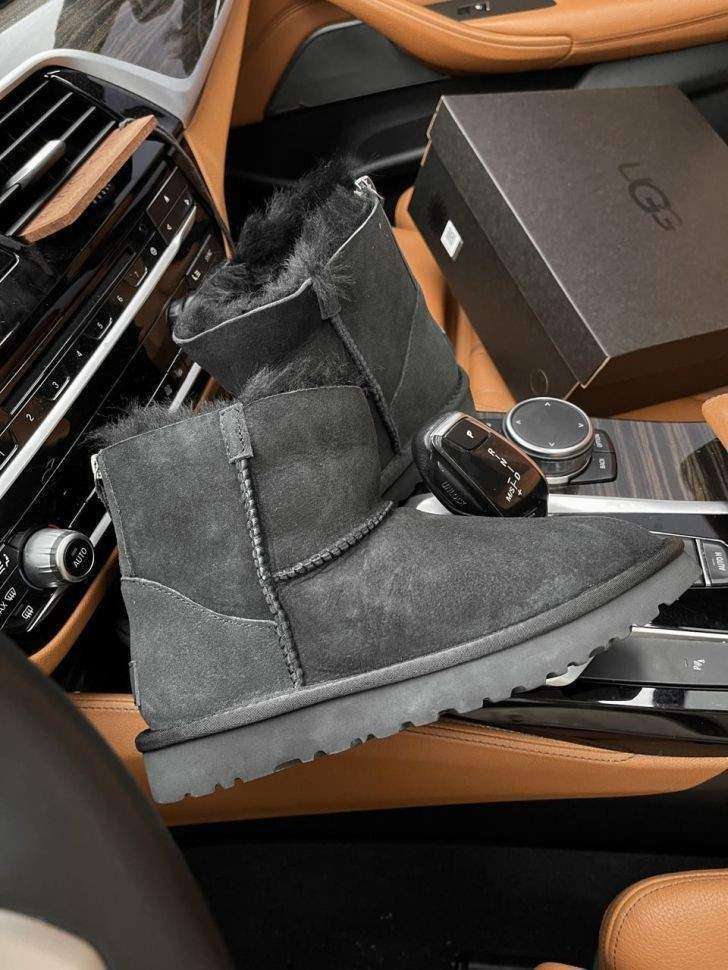 Жіночі UGG Чорні Замша Змійка Mini Zipper Black Suede Leather — фото 13