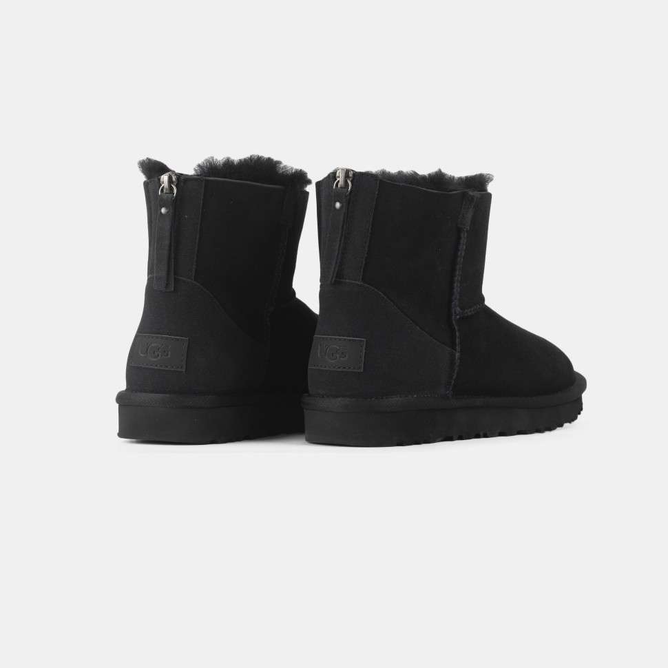 Жіночі UGG Чорні Замша Змійка Mini Zipper Black Suede Leather — фото 3