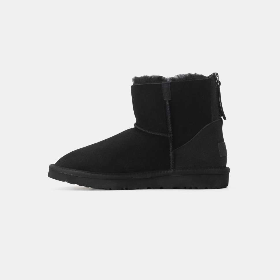 Жіночі UGG Чорні Замша Змійка Mini Zipper Black Suede Leather — фото 4
