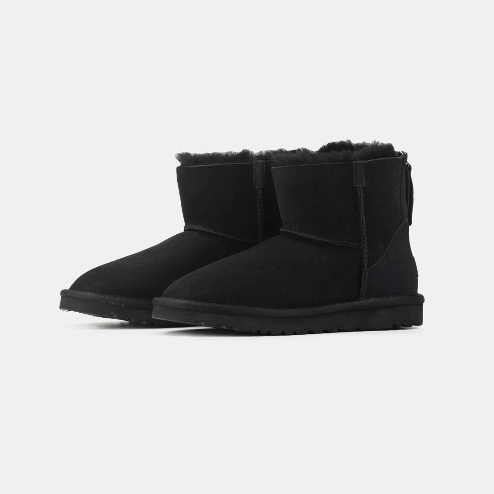 Жіночі UGG Чорні Замша Змійка Mini Zipper Black Suede Leather — фото 5