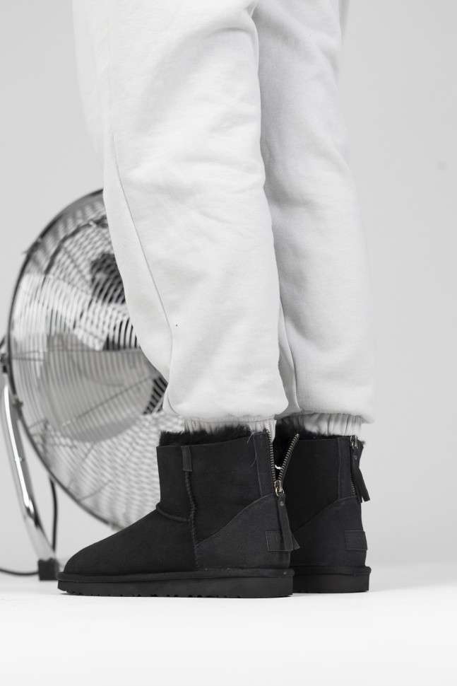 Жіночі UGG Чорні Замша Змійка Mini Zipper Black Suede Leather — фото 6