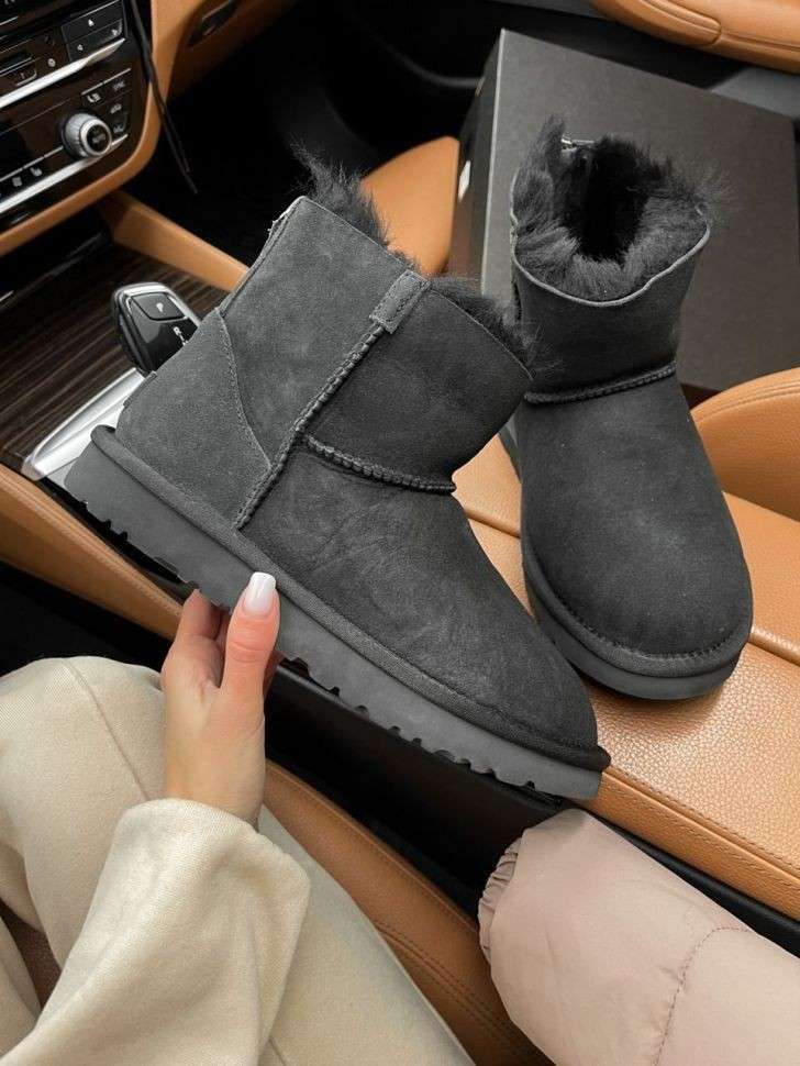 Жіночі UGG Чорні Замша Змійка Mini Zipper Black Suede Leather — фото 8