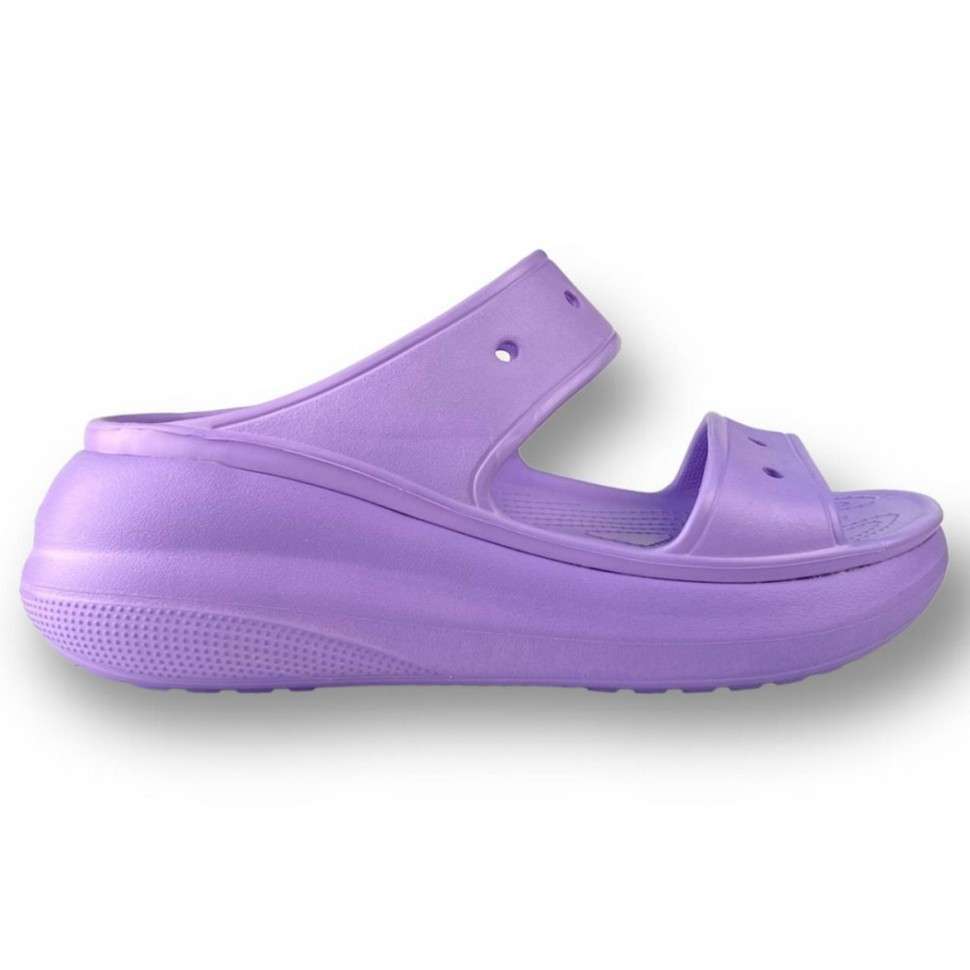 Жіночі шльопанці Crocs classic crush - heeled mules violet — фото 11