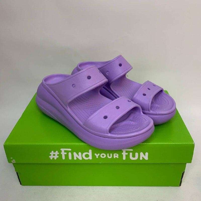Жіночі шльопанці Crocs classic crush - heeled mules violet — фото 4