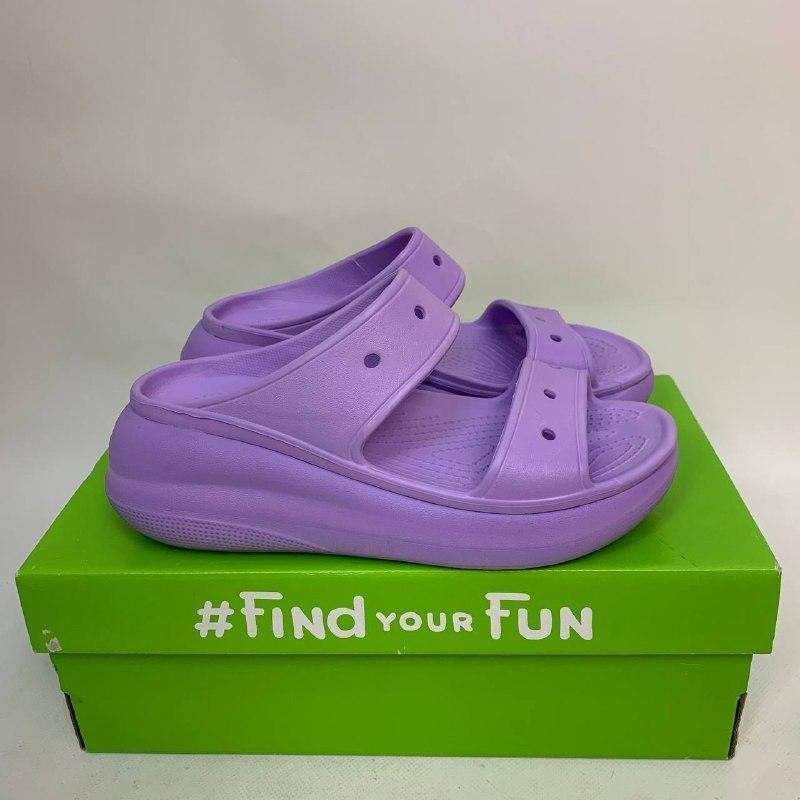 Жіночі шльопанці Crocs classic crush - heeled mules violet — фото 5