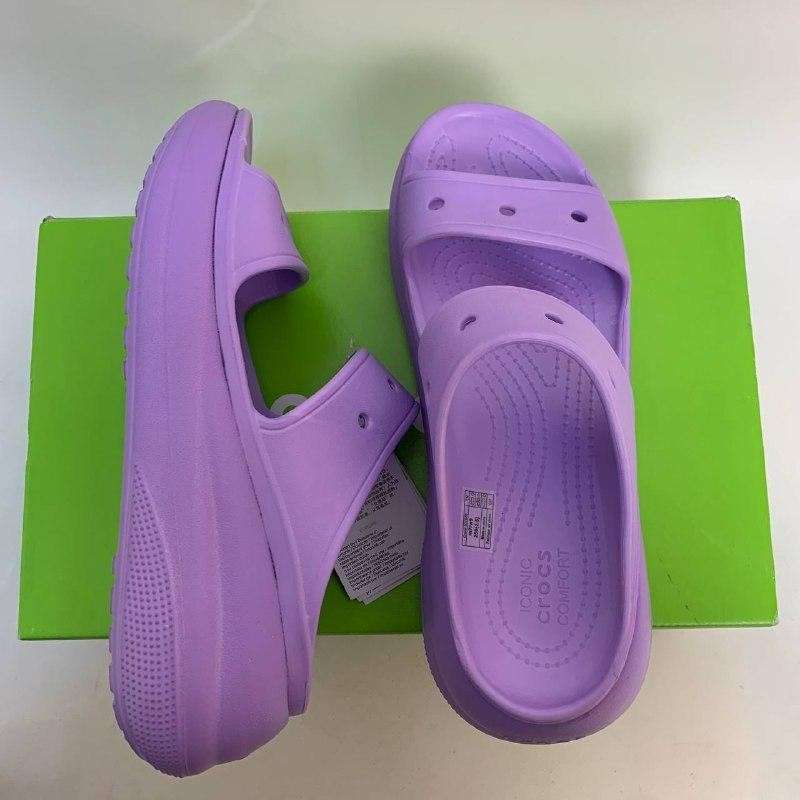 Жіночі шльопанці Crocs classic crush - heeled mules violet — фото 7