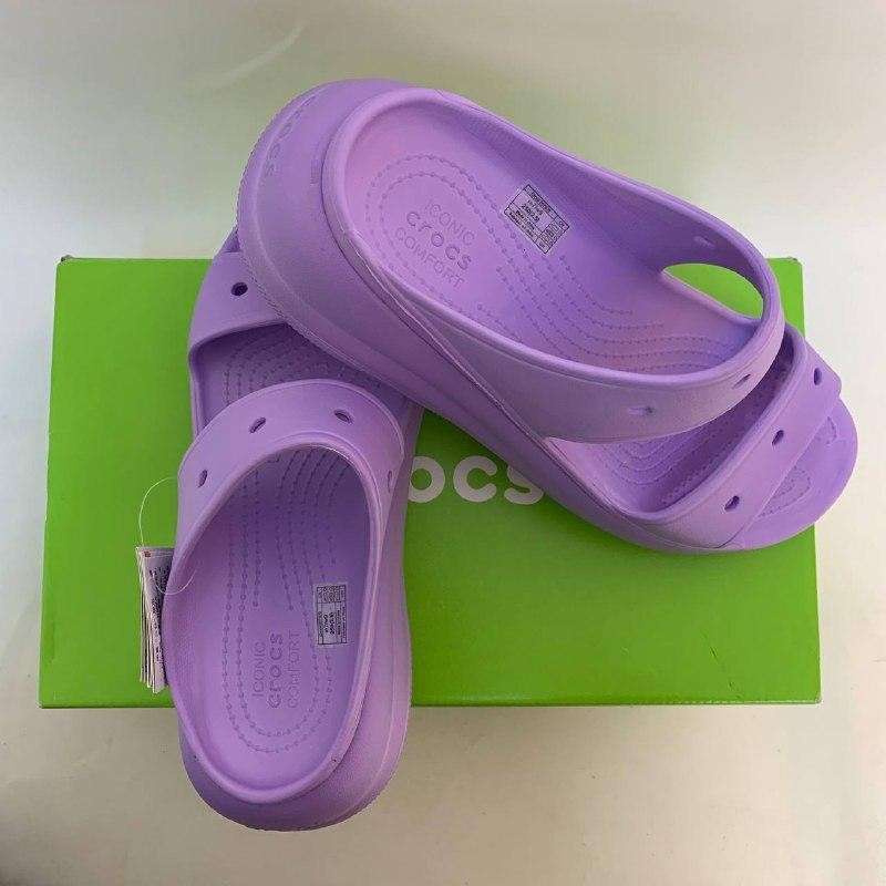 Жіночі шльопанці Crocs classic crush - heeled mules violet — фото 8