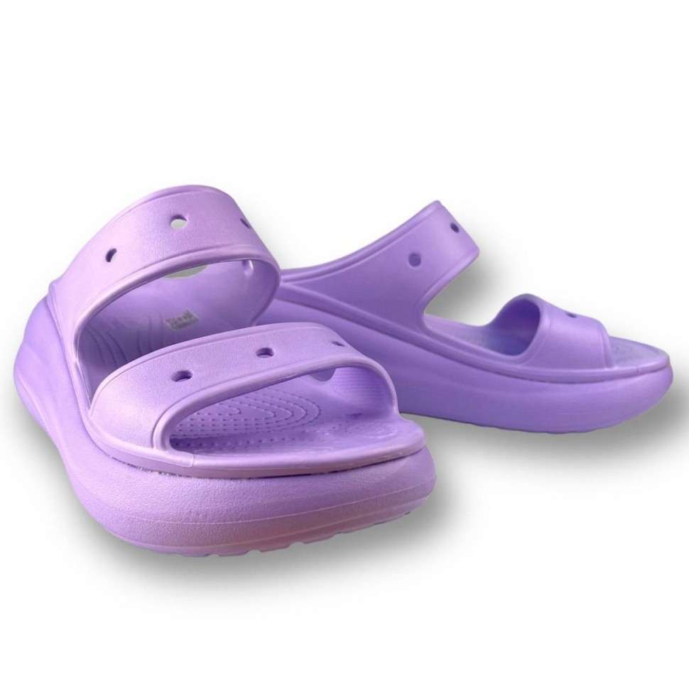 Жіночі шльопанці Crocs classic crush - heeled mules violet — фото 9
