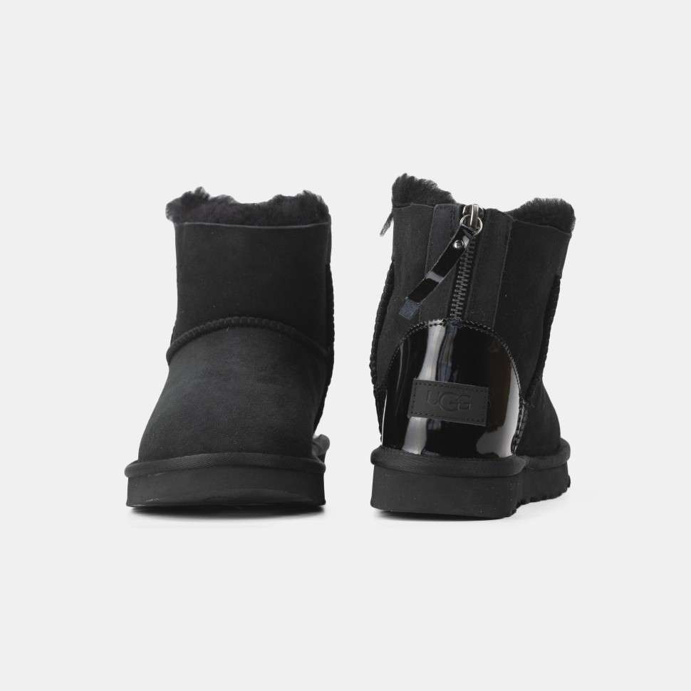 Жіночі UGG Міні Замша з Змійкою та Лак Пьятка Mini Australia Zip Black Suede — фото 2