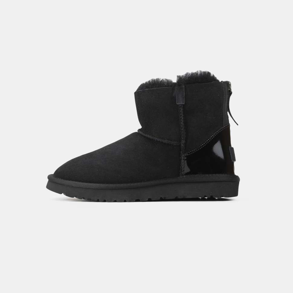 Жіночі UGG Міні Замша з Змійкою та Лак Пьятка Mini Australia Zip Black Suede — фото 4