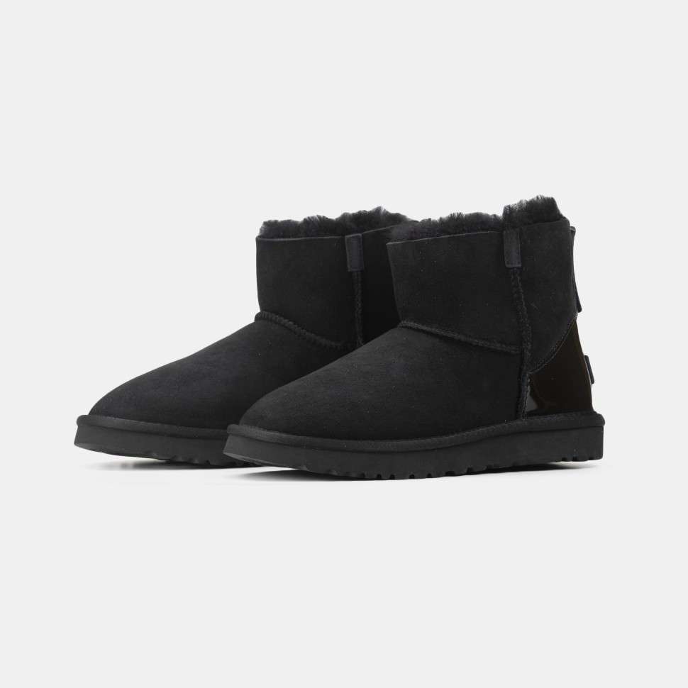 Жіночі UGG Міні Замша з Змійкою та Лак Пьятка Mini Australia Zip Black Suede — фото 5