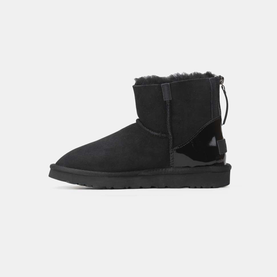 Жіночі UGG Міні Замша з Змійкою та Лак Пьятка Mini Australia Zip Black Suede — фото 6