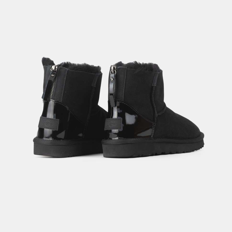 Жіночі UGG Міні Замша з Змійкою та Лак Пьятка Mini Australia Zip Black Suede — фото 7