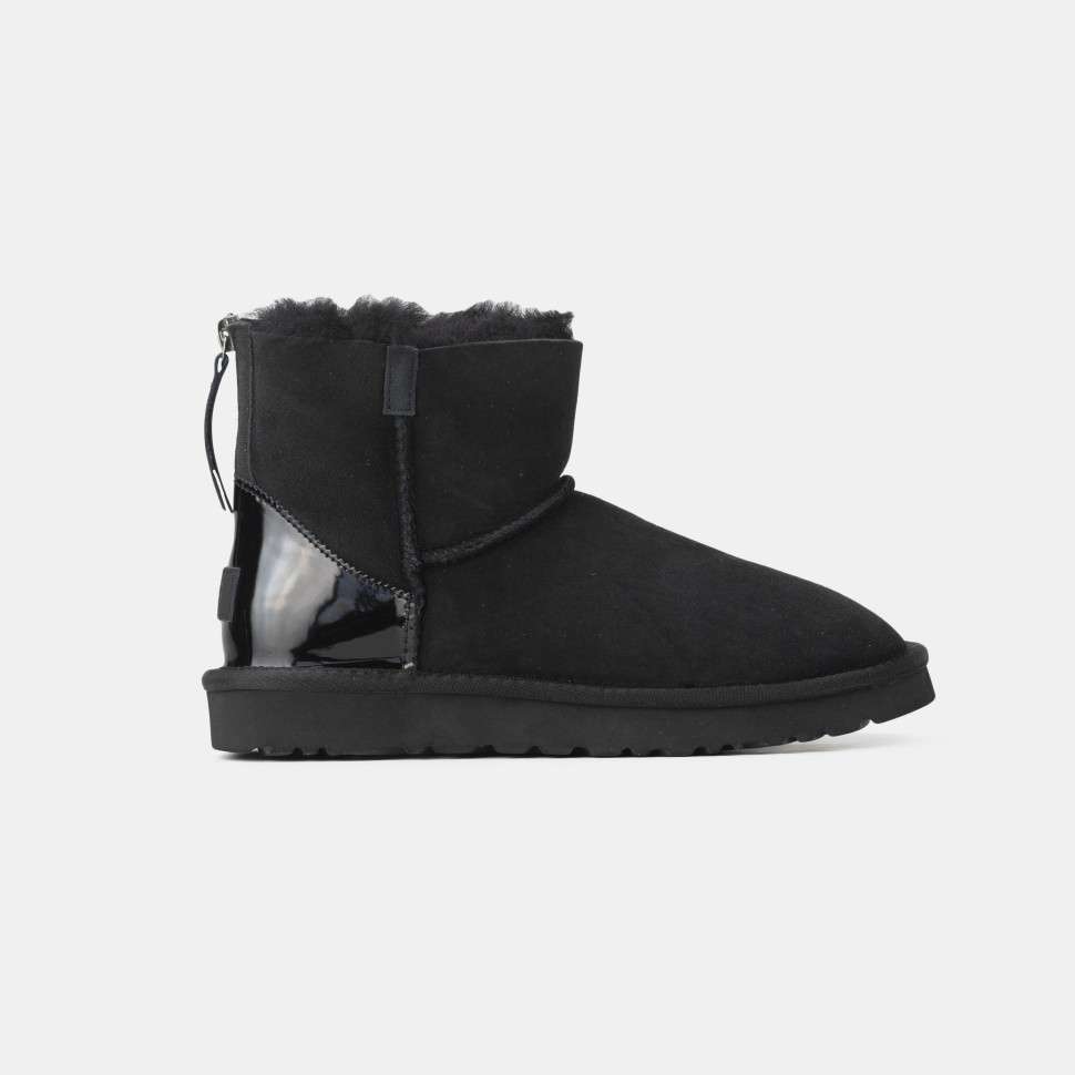 Жіночі UGG Міні Замша з Змійкою та Лак Пьятка Mini Australia Zip Black Suede — фото 8
