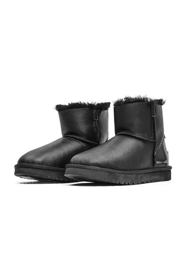 Жіночі UGG Міні Шкіряні з Змійкою та Лак Пьятка Mini Australia Zip Black Leather — фото 5