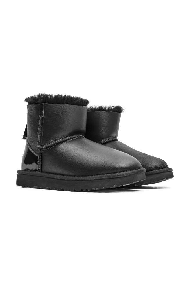 Жіночі UGG Міні Шкіряні з Змійкою та Лак Пьятка Mini Australia Zip Black Leather — фото 7