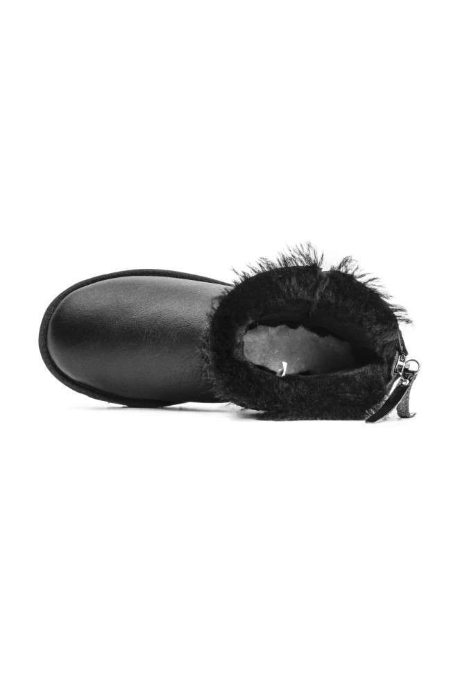 Жіночі UGG Міні Шкіряні з Змійкою та Лак Пьятка Mini Australia Zip Black Leather — фото 8