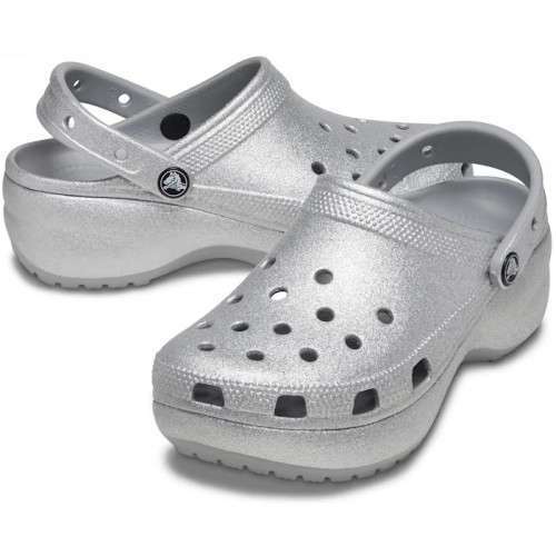 Жіночі Crocs Classic Clog Platform Glitter Silver — фото 1