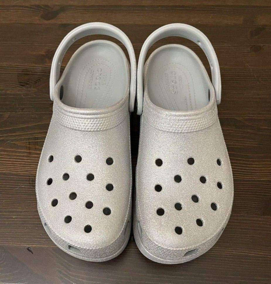 Жіночі Crocs Classic Clog Platform Glitter Silver — фото 5