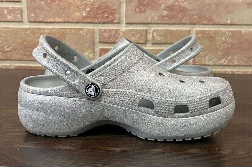 Жіночі Crocs Classic Clog Platform Glitter Silver — фото 7