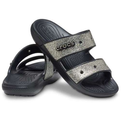 Жіночі шльопанці Crocs Fur Sure Sandal Black / Gold — фото 1