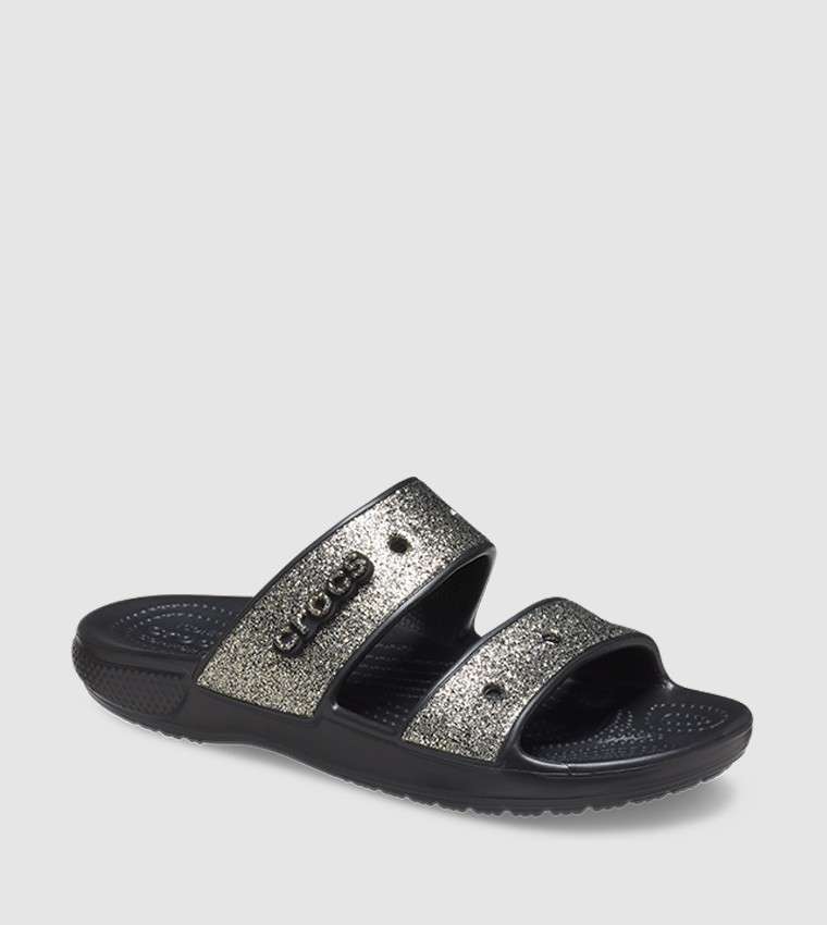 Жіночі шльопанці Crocs Fur Sure Sandal Black / Gold — фото 3