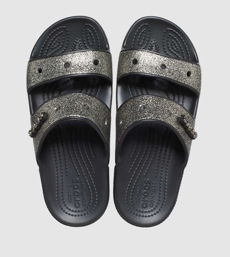 Жіночі шльопанці Crocs Fur Sure Sandal Black / Gold — фото 8