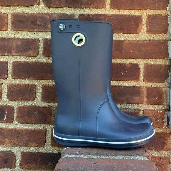 Жіночі гумові чоботи Crocs Womens Crocband Jaunt Rain Boot Navy — фото 4