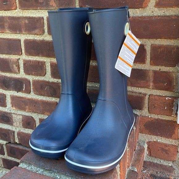 Жіночі гумові чоботи Crocs Womens Crocband Jaunt Rain Boot Navy — фото 5