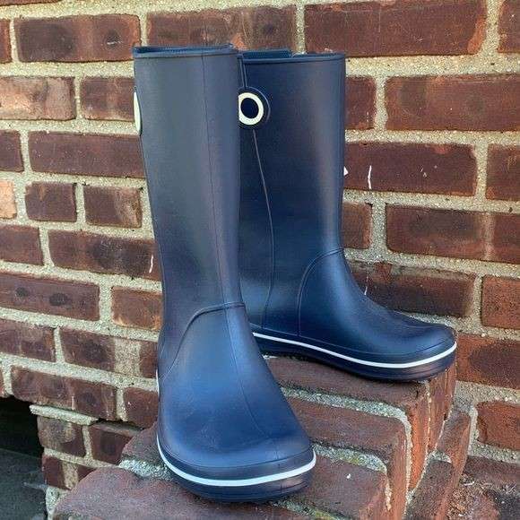 Жіночі гумові чоботи Crocs Womens Crocband Jaunt Rain Boot Navy — фото 6