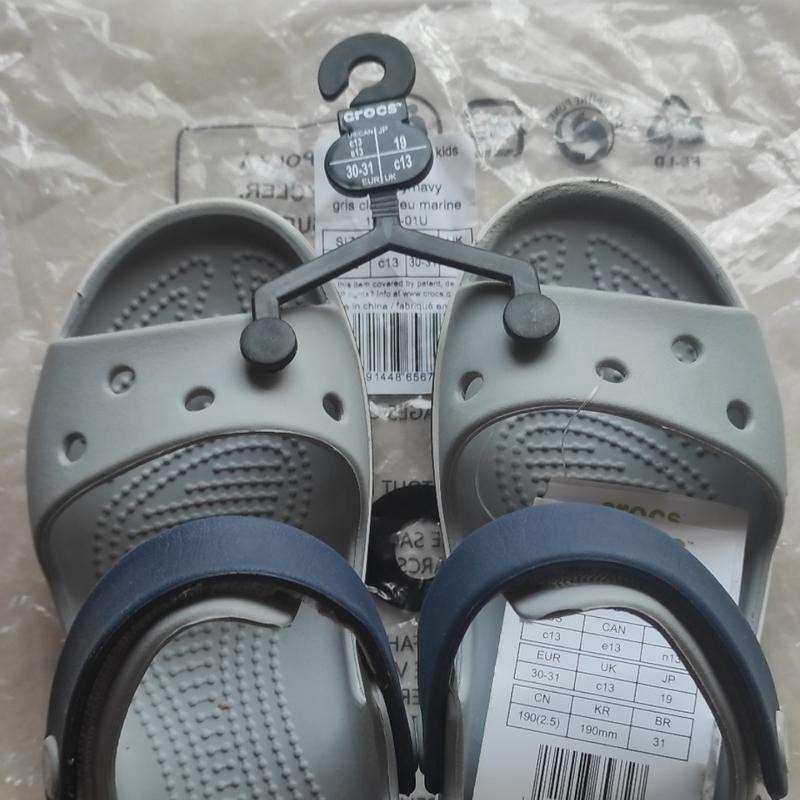 Дитячі сандалії для хлопчика Crocs Crocband Sandal Light Grey/Navy kids — фото 8