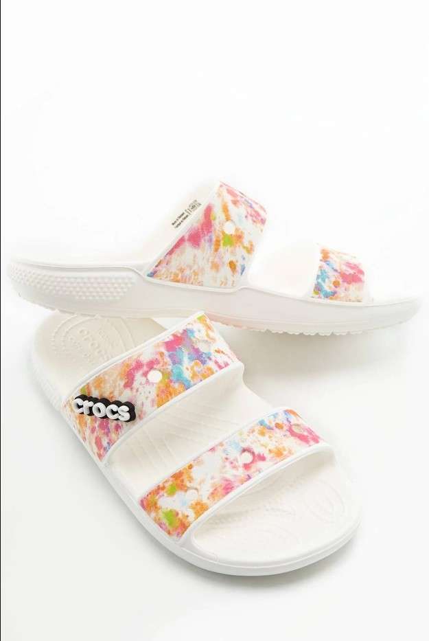 Жіночі шльопанці Crocs Classic Tiedye Graphic Sandal White — фото 6