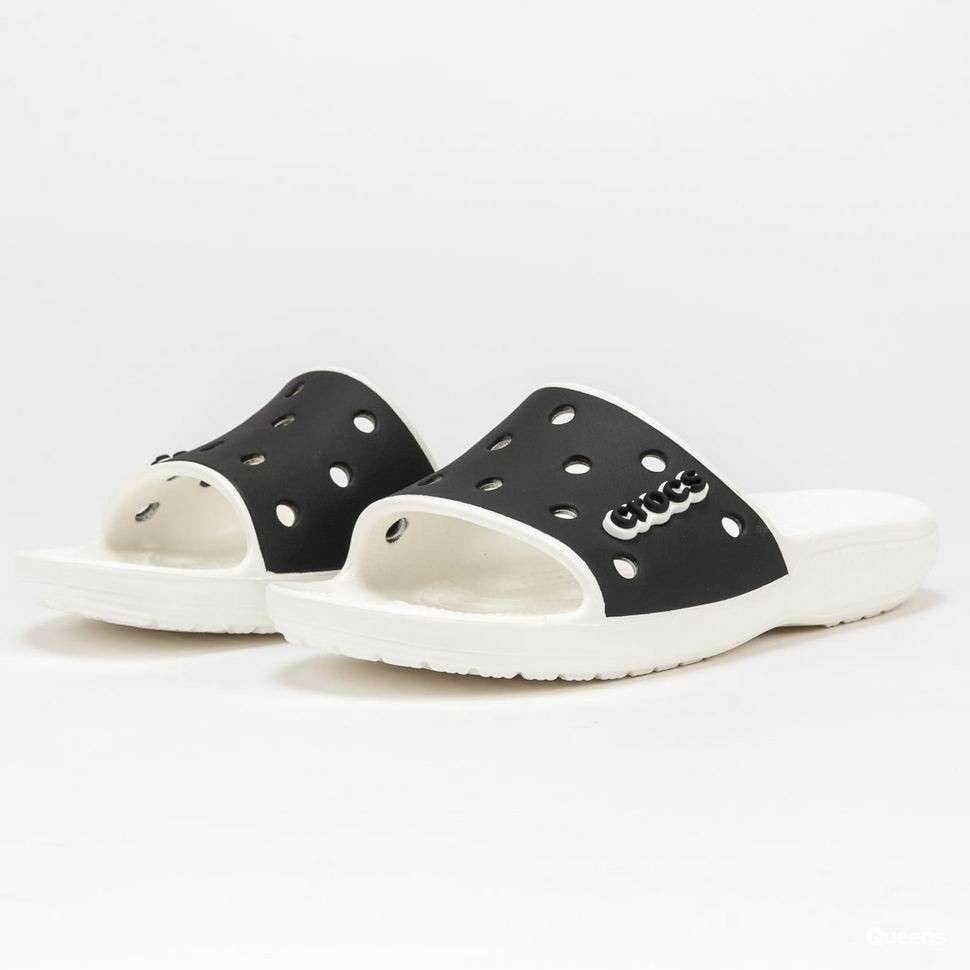 Жіночі шльопанці Crocs Classic Slide White Black — фото 9