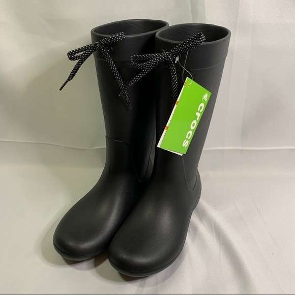 Жіночі гумові чоботи Crocs Womens Freesail Rain Boot Black — фото 13