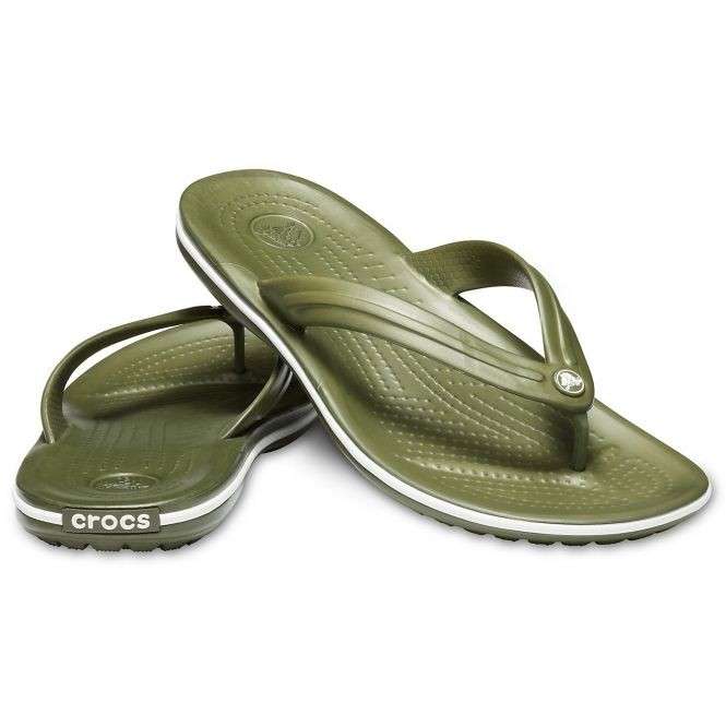 Crocs в'єтнамки Хакі Crocband Flip Flops Army Green/White
