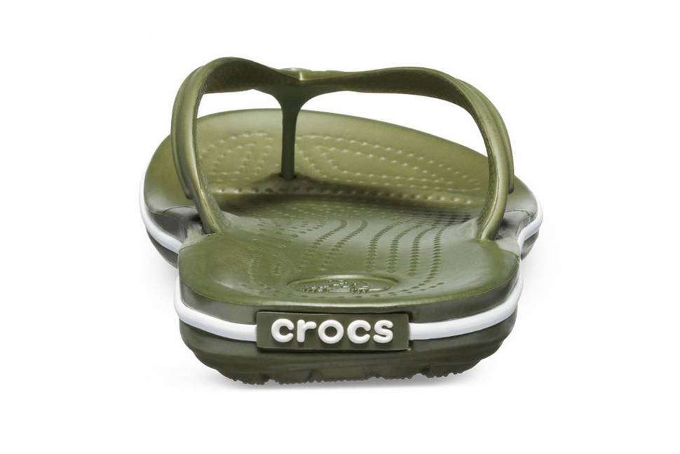 Crocs в'єтнамки Хакі Crocband Flip Flops Army Green/White — фото 2
