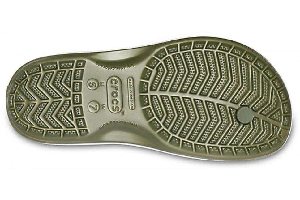 Crocs в'єтнамки Хакі Crocband Flip Flops Army Green/White — фото 3